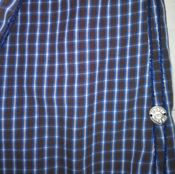 Mens Mavi XL Long Sleeve Brown and Blue Checkered Button Down Collared Shirt - Picture 4 of 8